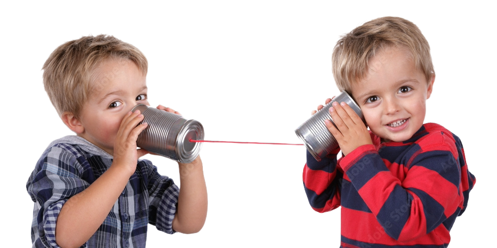 Transparent boys talking on phone